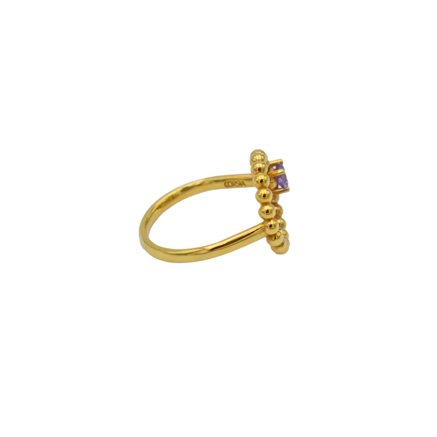 Anillo Moon chapado en oro con circonita - Corsia