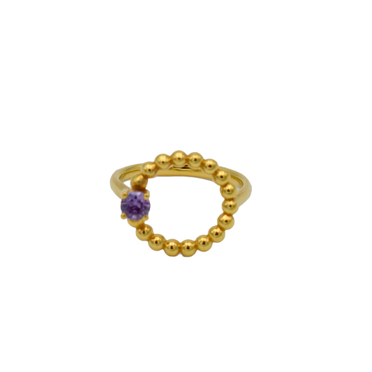 Anillo Moon chapado en oro con circonita - Corsia