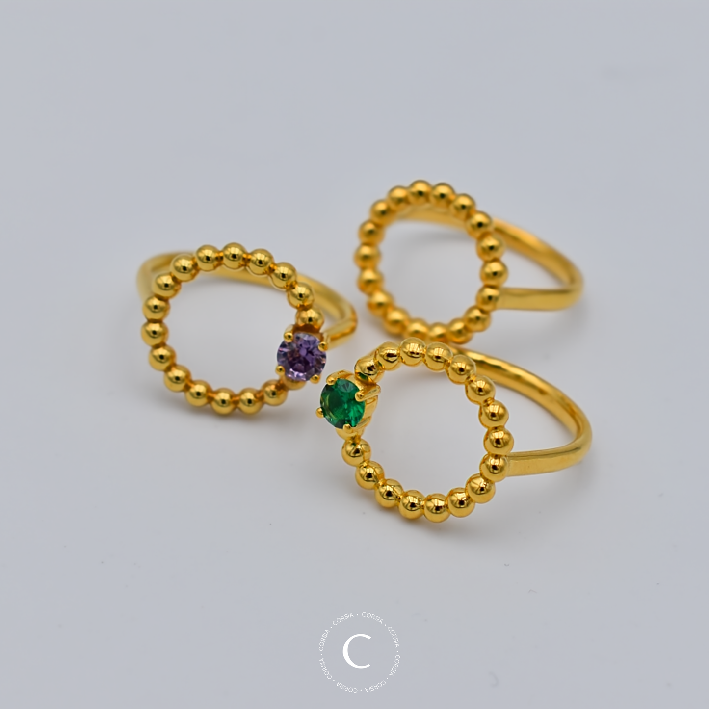 Anillo Moon chapado en oro con circonita - Corsia